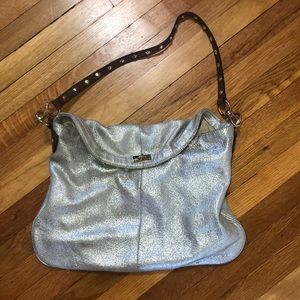 JCREW silver metallic tote